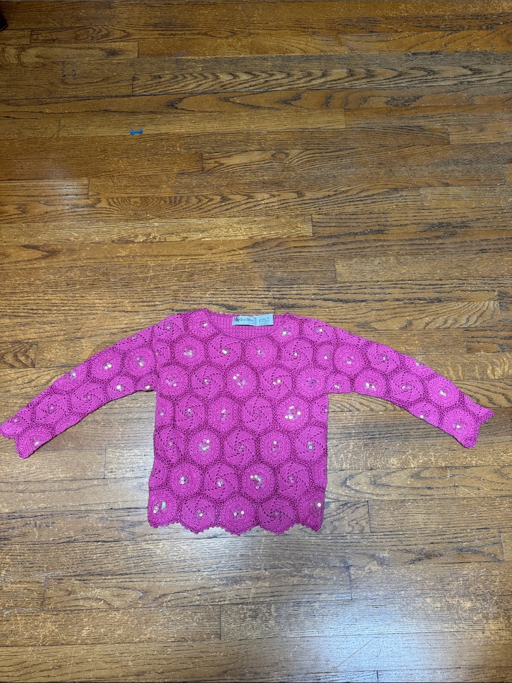 Girls Flapdoodles Embellished Crochet Sweater. Size 5